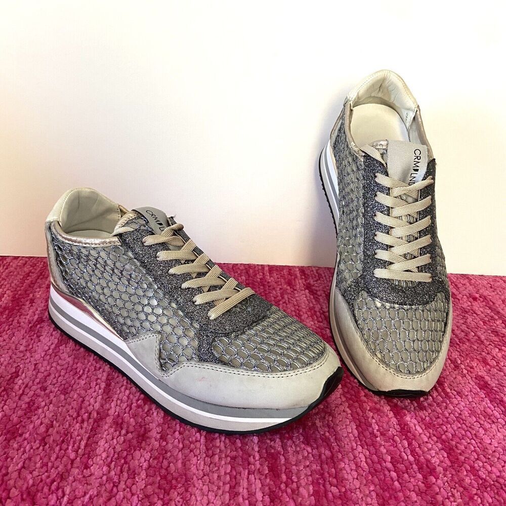Crime London Speed Mesh Leather Sneakers Size EU 39/US 8.5